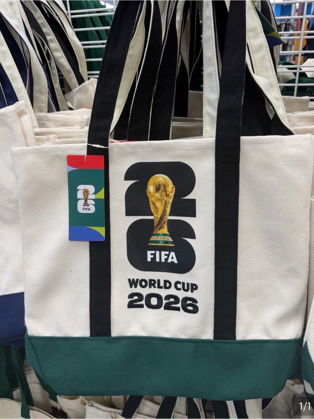 Authentic FIFA World Cup 2026 Canvas Tote Bag - White & Green